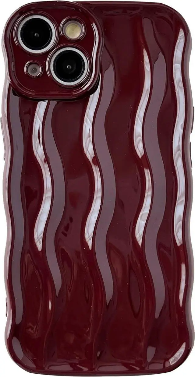 Main image of for iPhone 14 Case,Water Ripple Pattern Curly Wave Frame Soft Compatible with iPhone Case (Red,iPhone 14)