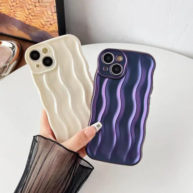 Alt view image 3 of 7 - for iPhone 14 Case,Water Ripple Pattern Curly Wave Frame Soft Compatible with iPhone Case (Red,iPhone 14)