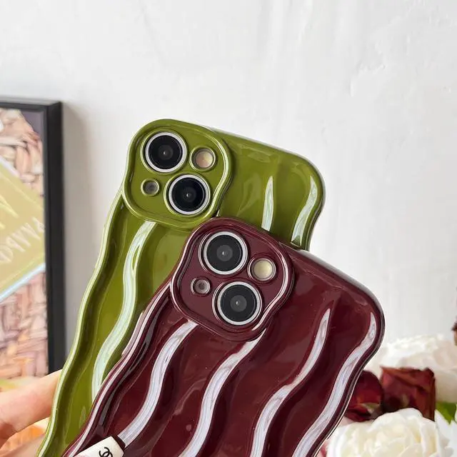 Alt view image 4 of 7 - for iPhone 14 Case,Water Ripple Pattern Curly Wave Frame Soft Compatible with iPhone Case (Red,iPhone 14)