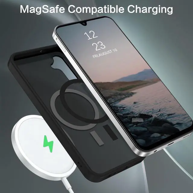 Alt view image 2 of 7 - Magnetic for Galaxy A15 5G Phone Case, Samsung Galaxy A15 5G Case,[Compatible with MagSafe] Translucent Matte Slim Shockproof Women Men Protective Case Cover for Samsung Galaxy A15 5G, Black