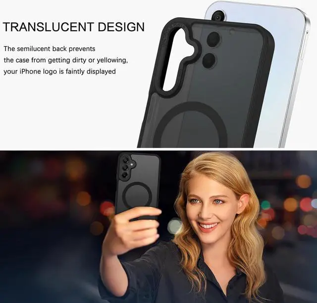 Alt view image 3 of 7 - Magnetic for Galaxy A15 5G Phone Case, Samsung Galaxy A15 5G Case,[Compatible with MagSafe] Translucent Matte Slim Shockproof Women Men Protective Case Cover for Samsung Galaxy A15 5G, Black
