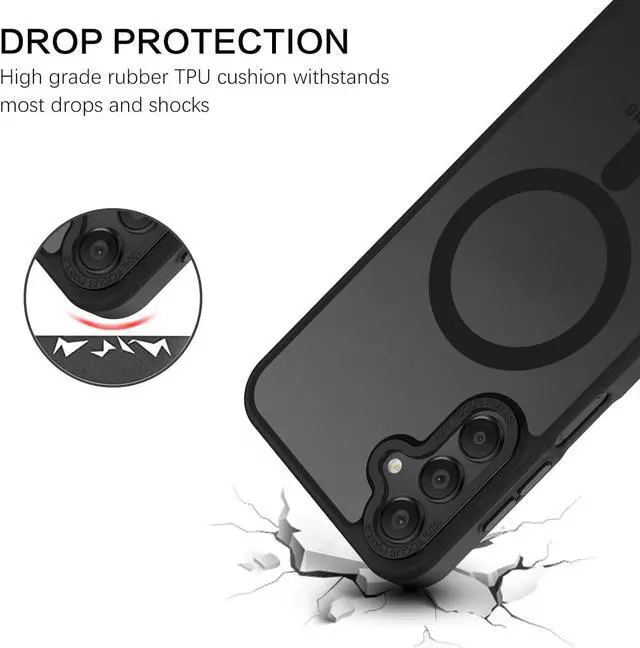 Alt view image 4 of 7 - Magnetic for Galaxy A15 5G Phone Case, Samsung Galaxy A15 5G Case,[Compatible with MagSafe] Translucent Matte Slim Shockproof Women Men Protective Case Cover for Samsung Galaxy A15 5G, Black
