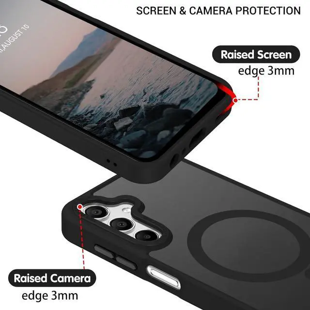 Alt view image 5 of 7 - Magnetic for Galaxy A15 5G Phone Case, Samsung Galaxy A15 5G Case,[Compatible with MagSafe] Translucent Matte Slim Shockproof Women Men Protective Case Cover for Samsung Galaxy A15 5G, Black