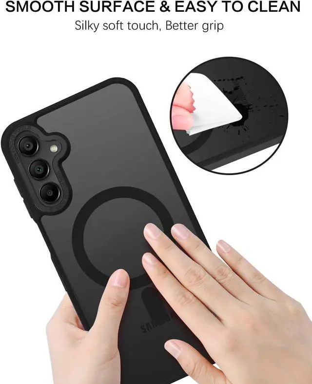 Alt view image 7 of 7 - Magnetic for Galaxy A15 5G Phone Case, Samsung Galaxy A15 5G Case,[Compatible with MagSafe] Translucent Matte Slim Shockproof Women Men Protective Case Cover for Samsung Galaxy A15 5G, Black