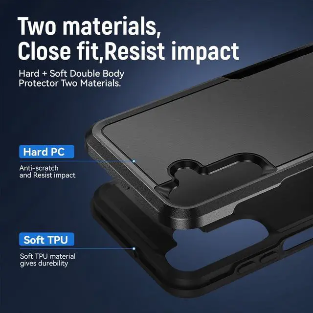 Alt view image 4 of 6 - for Galaxy A15 5G Phone Case,Samsung Galaxy A15 5G Case with Screen Protector,Heavy-Duty Tough Rugged Shockproof Protective Phone Case for Samsung A15 5G, Black