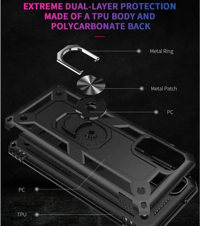 Alt view image 3 of 7 - for Samsung Galaxy S20 FE Case, Samsung S20 FE Case with HD Screen Protector, [Military Grade 16ft. Drop Tested] Ring Shockproof Protective Phone Case for Samsung Galaxy S20 FE,Black