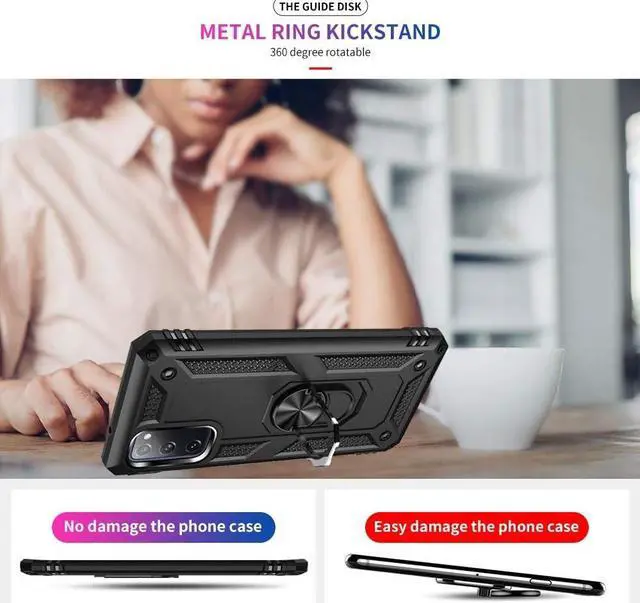 Alt view image 6 of 7 - for Samsung Galaxy S20 FE Case, Samsung S20 FE Case with HD Screen Protector, [Military Grade 16ft. Drop Tested] Ring Shockproof Protective Phone Case for Samsung Galaxy S20 FE,Black