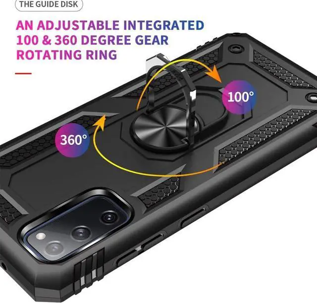 Alt view image 5 of 7 - for Samsung Galaxy S20 FE Case, Samsung S20 FE Case with HD Screen Protector, [Military Grade 16ft. Drop Tested] Ring Shockproof Protective Phone Case for Samsung Galaxy S20 FE,Black