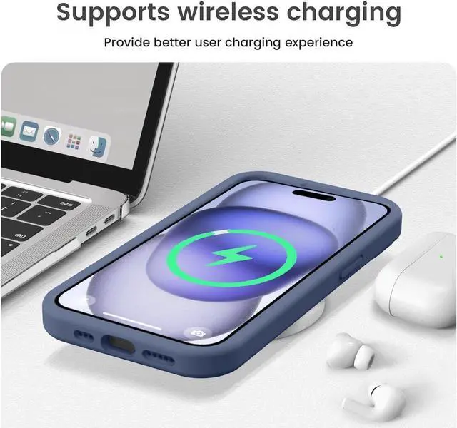 Alt view image 7 of 7 - Vooii Compatible with iPhone 15 Case, Upgrade Defender Liquid Silicone, [Enhanced Camera Protection] [Soft Anti-Scratch Microfiber Lining] Shockproof Phone Case for iPhone 15 6.1 inch - Navy Blue