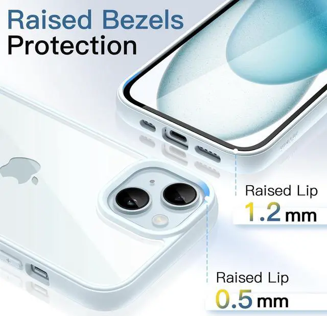 Alt view image 5 of 6 - Case for iPhone 15 6.1-Inch, Shockproof Phone Bumper Cover, Solid Color Matte TPU Frame, Anti-Scratch Clear Back (Blue)