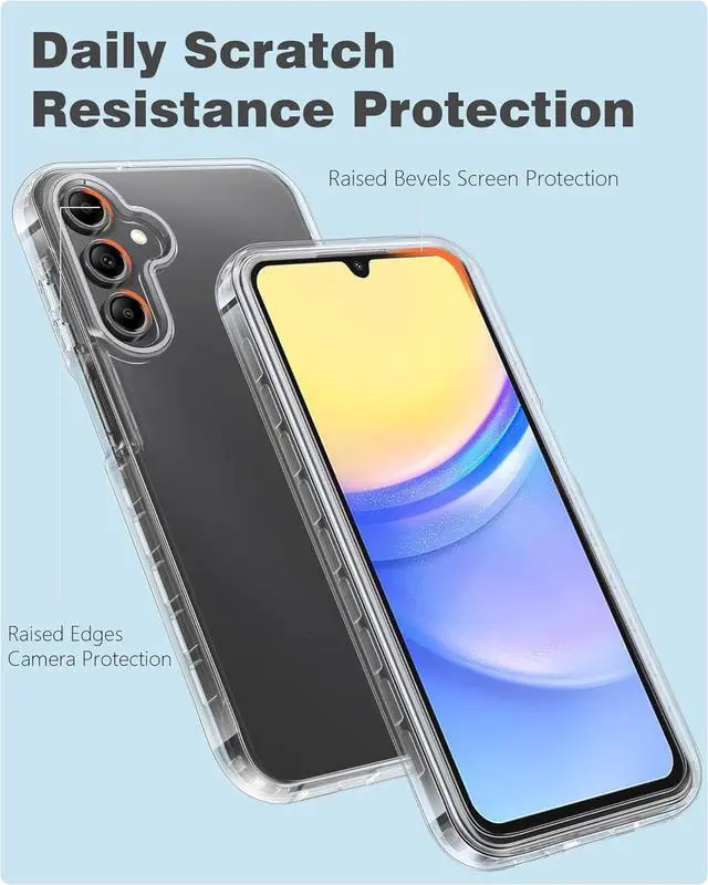 Alt view image 3 of 7 - for Samsung Galaxy A15-5G Case: Phone Case with Built-in Screen Protector Protective Silicone Cell Phone Cover Rugged Shockproof Full Protection Slim Dual Layer Case for Men & Women Clear
