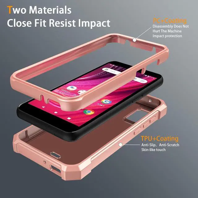 Alt view image 3 of 7 - for BLU Studio Mini 2023 Phone Case with Tempered Glass Screen Protector,Slim Soft Silicone Full-Body Protective Case for BLU Studio Mini 2023 (Rose Gold)
