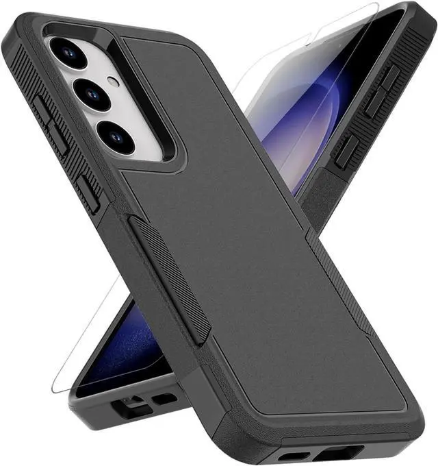 Main image of for Samsung Galaxy S24 Case: Dual Layer Protective Heavy Duty Cell Phone Cover Shockproof Rugged with Screen Protector - Military Protection Bumper Tough - Samsung Galaxy S24 2024, Black