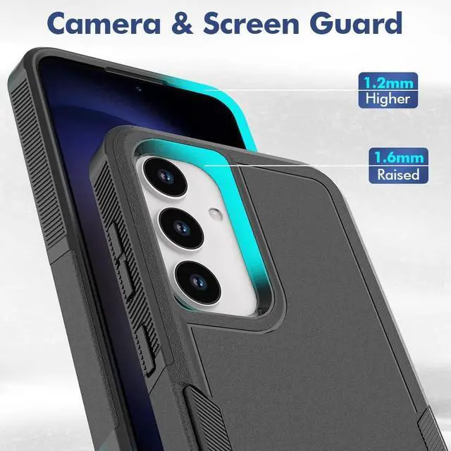 Alt view image 5 of 7 - for Samsung Galaxy S24 Case: Dual Layer Protective Heavy Duty Cell Phone Cover Shockproof Rugged with Screen Protector - Military Protection Bumper Tough - Samsung Galaxy S24 2024, Black