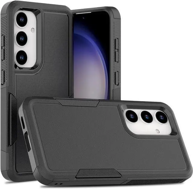 Alt view image 7 of 7 - for Samsung Galaxy S24 Case: Dual Layer Protective Heavy Duty Cell Phone Cover Shockproof Rugged with Screen Protector - Military Protection Bumper Tough - Samsung Galaxy S24 2024, Black