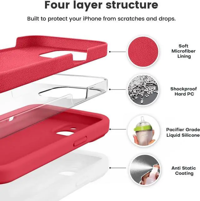 Alt view image 2 of 7 - Compatible with iPhone 15 Plus Case, Upgrade Liquid Silicone [Enhanced Camera Protection] [Soft Anti-Scratch Microfiber Lining] Shockproof Phone Case for iPhone 15 Plus 6.7 inch - Red