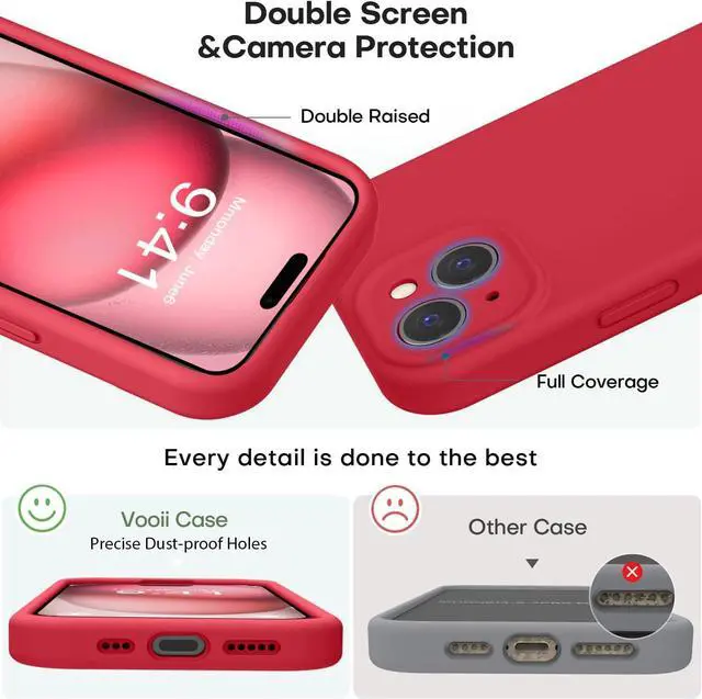 Alt view image 3 of 7 - Compatible with iPhone 15 Plus Case, Upgrade Liquid Silicone [Enhanced Camera Protection] [Soft Anti-Scratch Microfiber Lining] Shockproof Phone Case for iPhone 15 Plus 6.7 inch - Red