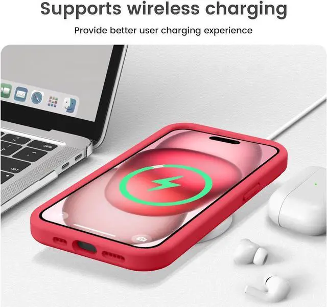 Alt view image 7 of 7 - Compatible with iPhone 15 Plus Case, Upgrade Liquid Silicone [Enhanced Camera Protection] [Soft Anti-Scratch Microfiber Lining] Shockproof Phone Case for iPhone 15 Plus 6.7 inch - Red