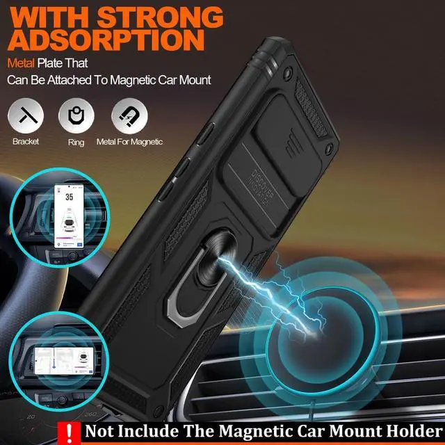 Alt view image 5 of 7 - for Google Pixel 6 Pro Case with Slide Camera Cover & Screen Protector (2 PCS), Pixel 6 Pro Case Build in 360° Rotating Ring Kickstand, Military Grade Protective Case for Google 6 Pro Case, Black
