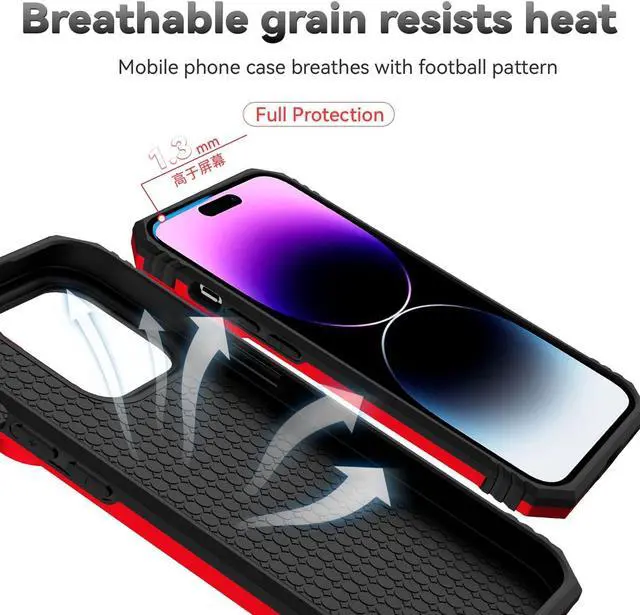 Alt view image 7 of 7 - SunStory Compatible with iPhone 14 Pro Max Case with HD Screen Protector & Slide Camera Cover & Rotated Ring Kickstand, [Military-Grade] Phone Case for iPhone 14 Pro Max (Red)