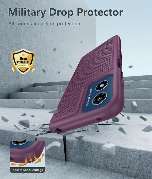 Alt view image 4 of 7 - for Motorola Moto G-Play-2024 Case: Dual Layer Protective Heavy Duty Cell Phone Cover Shockproof Rugged with Non Slip Textured Back - Military Protection Bumper Tough (Purple)