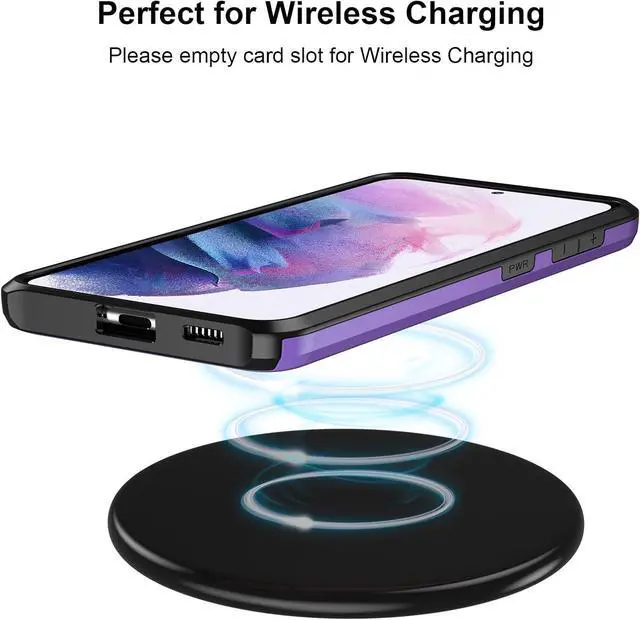 Alt view image 7 of 7 - for Samsung S21 Case, Galaxy S21 Case Credit Card IDs Cash Holder Shell Wallet Case Slide Cover Dual Layer Hard PC Soft Rubber Cover Phone Case for Samsung Galaxy S21 5G 6.2'' 2021 Purple