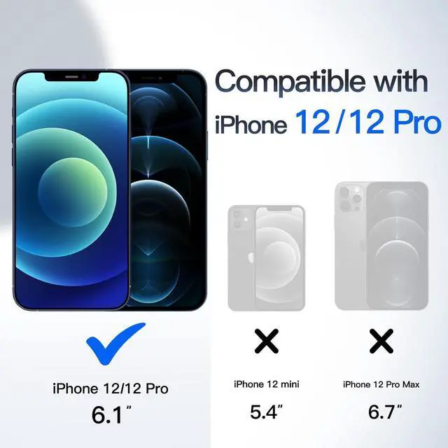 Alt view image 2 of 7 - JETech Wallet Case for iPhone 12/12 Pro 6.1-Inch with Card Holder, Dual Layer Shockproof Protective Phone Cover, Sliding Hidden Slot (Sea Blue)