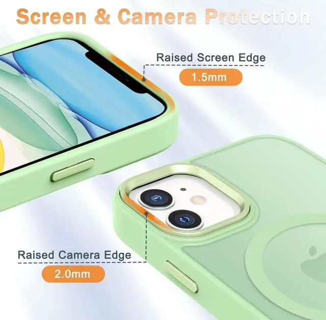 Alt view image 5 of 7 - for iPhone 11 Case, Matte Magnetic Phone Case with 1 Screen Protector, Compatible with Magsafe, Translucent Frosted Slim Shockproof Protective Cover for iPhone 11 6.1 inch, Mint Green