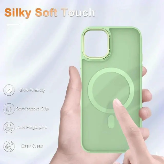 Alt view image 4 of 7 - for iPhone 11 Case, Matte Magnetic Phone Case with 1 Screen Protector, Compatible with Magsafe, Translucent Frosted Slim Shockproof Protective Cover for iPhone 11 6.1 inch, Mint Green