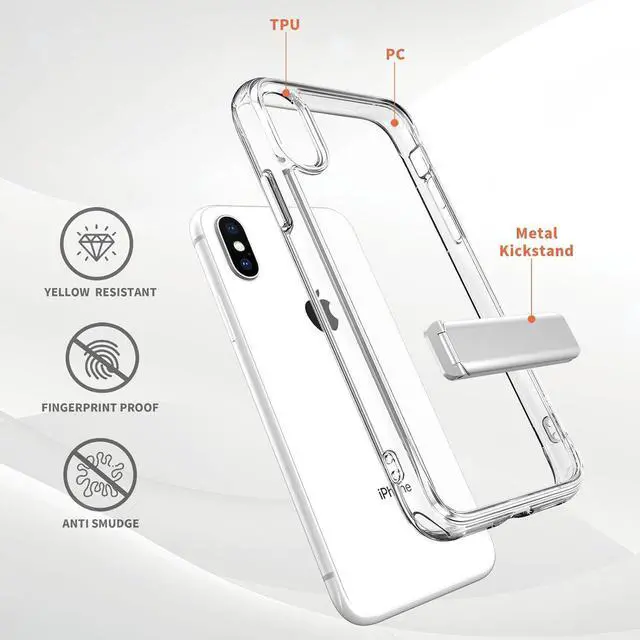 Alt view image 6 of 7 - for Iphone X Case with Stand CleariPhone Xs Phone Case with KickstandIphone X Thin Transparent Case5.8 Inch