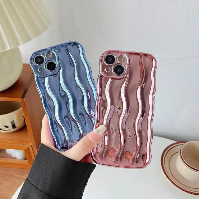 Alt view image 3 of 6 - for iPhone 13 Pro Max Case,Water Ripple Pattern Curly Wave Frame Soft Compatible with iPhone Case (Light Pink,iPhone 13 Pro Max)