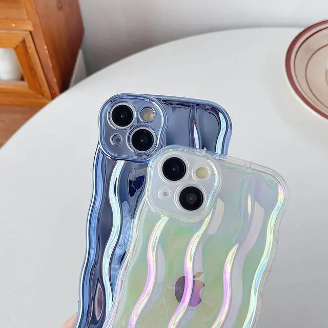 Alt view image 4 of 6 - for iPhone 13 Pro Max Case,Water Ripple Pattern Curly Wave Frame Soft Compatible with iPhone Case (Light Pink,iPhone 13 Pro Max)