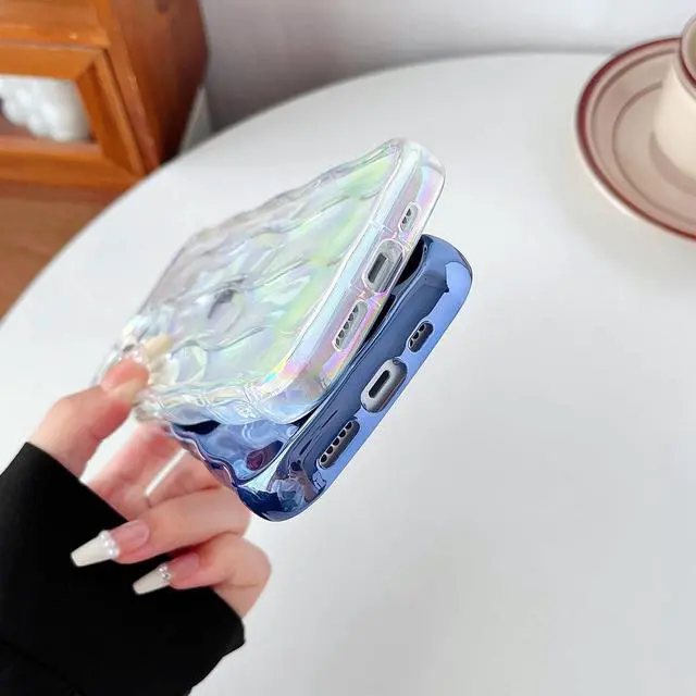 Alt view image 6 of 6 - for iPhone 13 Pro Max Case,Water Ripple Pattern Curly Wave Frame Soft Compatible with iPhone Case (Light Pink,iPhone 13 Pro Max)