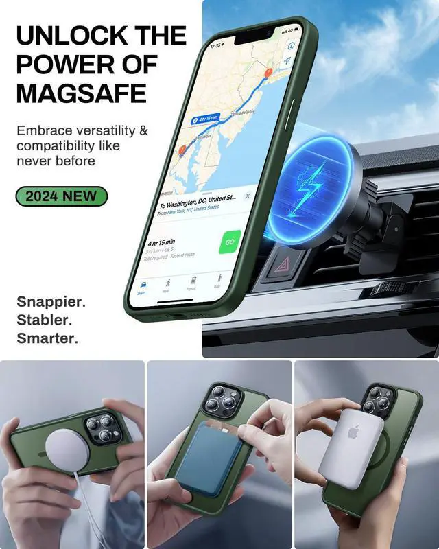 Alt view image 3 of 7 - Strong Magnetic for iPhone 13 Pro Max Case,Compatible with MagSafe,Military-Grade Protection,Yellowing Resistant,Scratch-Resistant Back, Magnetic Phone Case for iPhone 13 Pro Max,Midnight Green