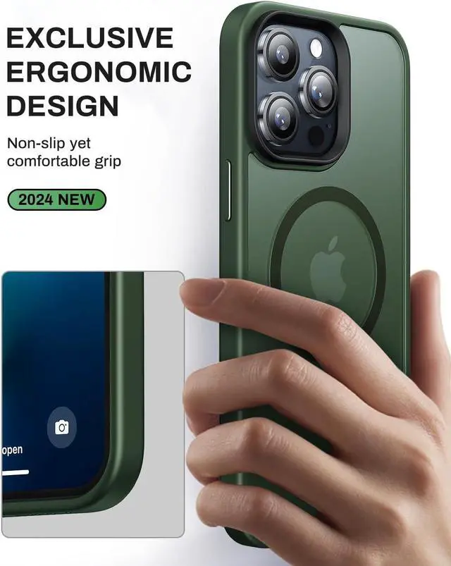 Alt view image 6 of 7 - Strong Magnetic for iPhone 13 Pro Max Case,Compatible with MagSafe,Military-Grade Protection,Yellowing Resistant,Scratch-Resistant Back, Magnetic Phone Case for iPhone 13 Pro Max,Midnight Green