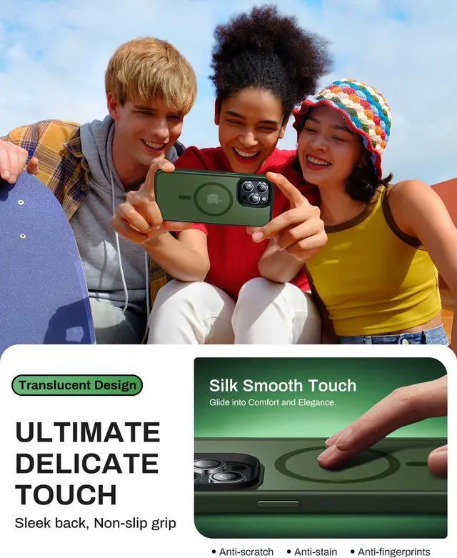 Alt view image 7 of 7 - Strong Magnetic for iPhone 13 Pro Max Case,Compatible with MagSafe,Military-Grade Protection,Yellowing Resistant,Scratch-Resistant Back, Magnetic Phone Case for iPhone 13 Pro Max,Midnight Green