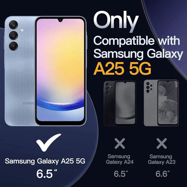 Alt view image 2 of 6 - Case for Samsung Galaxy A25 5G 6.5-Inch, Non-Yellowing Shockproof Bumper Protective Phone Cover, Anti-Scratch Hard PC Back (Clear)