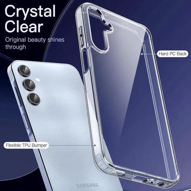 Alt view image 3 of 6 - Case for Samsung Galaxy A25 5G 6.5-Inch, Non-Yellowing Shockproof Bumper Protective Phone Cover, Anti-Scratch Hard PC Back (Clear)