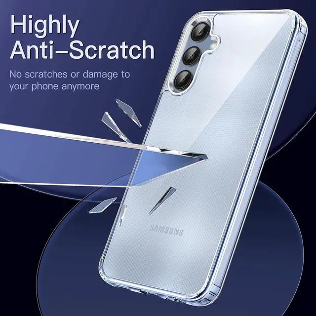 Alt view image 4 of 6 - Case for Samsung Galaxy A25 5G 6.5-Inch, Non-Yellowing Shockproof Bumper Protective Phone Cover, Anti-Scratch Hard PC Back (Clear)