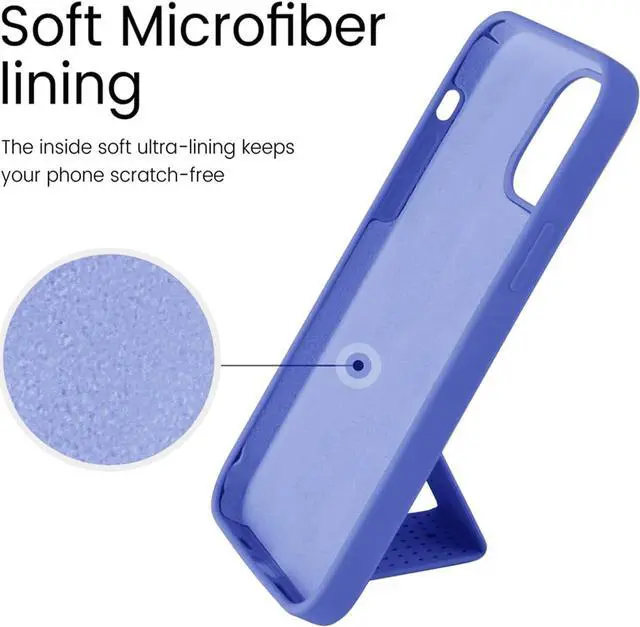 Alt view image 2 of 7 - LAUDTEC Silicone Kickstand Case Compatible with iPhone 14, Vertical and Horizontal Stand Hand Strap Metal Kickstand Cover, Flexible Soft Liquid Silicone Stand Case for iPhone 14 (Purple)