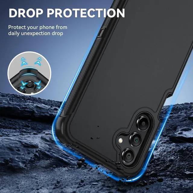 Alt view image 3 of 7 - for Galaxy A15 5G Case, Samsung Galaxy A15 5G Case with HD Screen Protector [3 Layer] Heavy-Duty Tough Rugged Shockproof Protective Phone Case for Samsung A15 5G (Black/Black)
