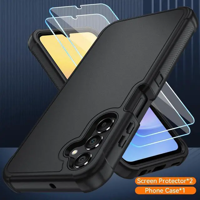Alt view image 4 of 7 - for Galaxy A15 5G Case, Samsung Galaxy A15 5G Case with HD Screen Protector [3 Layer] Heavy-Duty Tough Rugged Shockproof Protective Phone Case for Samsung A15 5G (Black/Black)