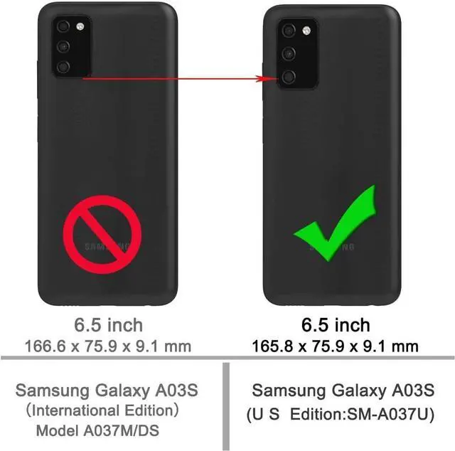Alt view image 2 of 7 - Osophter for Galaxy A03S Case,Samsung A03S Case with 2pcs Screen Protector Shock-Absorption Flexible TPU Rubber Protective Cell Phone Cover for Samsung Galaxy A03S US (Black)