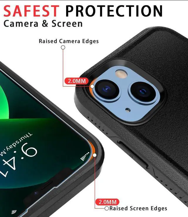 Alt view image 3 of 7 - Diverbox for iPhone 13 case [Shockproof] [Dropproof] [Tempered Glass Screen Protector ],Heavy Duty Protection Phone Case Cover for Apple iPhone 13 (Black-2in1)
