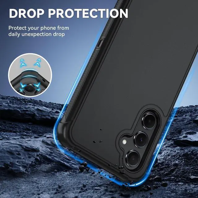 Alt view image 3 of 7 - for Samsung Galaxy A35 5G Case with HD Screen Protector [3 Layer] Military-Grade Heavy-Duty Shockproof Protective Case (Black/Black)