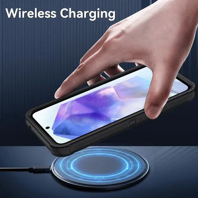 Alt view image 5 of 7 - for Samsung Galaxy A35 5G Case with HD Screen Protector [3 Layer] Military-Grade Heavy-Duty Shockproof Protective Case (Black/Black)