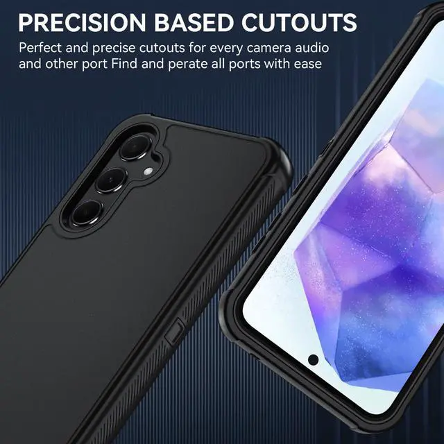 Alt view image 7 of 7 - for Samsung Galaxy A35 5G Case with HD Screen Protector [3 Layer] Military-Grade Heavy-Duty Shockproof Protective Case (Black/Black)