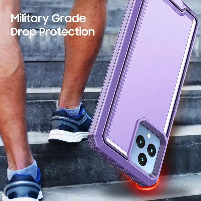 Alt view image 5 of 7 - for REVVL 6 5G / REVVL 6X 5G Phone Case, with Screen Protector & Camera Lens Cover, Heavy Duty Dual Layer Case, Military Grade Drop Proof Rugged Protective Shell (Purple)
