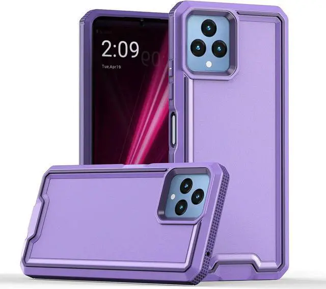 Alt view image 7 of 7 - for REVVL 6 5G / REVVL 6X 5G Phone Case, with Screen Protector & Camera Lens Cover, Heavy Duty Dual Layer Case, Military Grade Drop Proof Rugged Protective Shell (Purple)