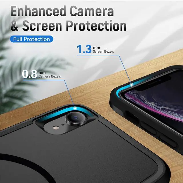 Alt view image 4 of 7 - Strong Magnetic for iPhone XR Case,[Compatible with Magsafe] [20FT Military Grade Drop Tested] Heavy Duty Dual-Layer Shockproof Tough Rugged Protective Case - 6.1 inch (Black)
